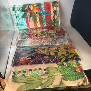 Johnny Was Five Silk Colorful Floral and Parrot Print Face Masks Brand New